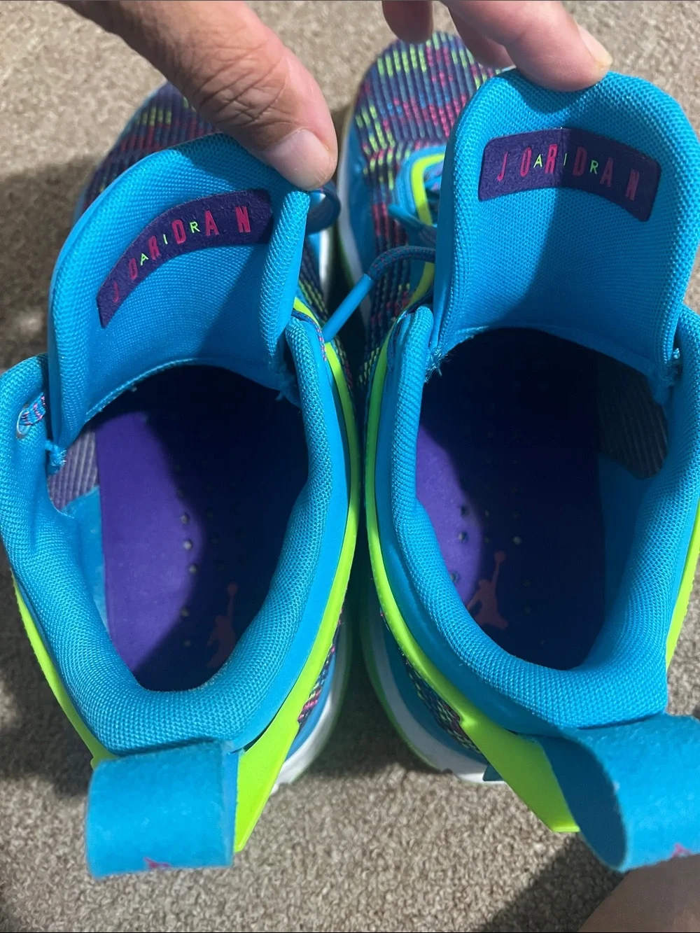 Jordan Bright Blue & Neon Green Multicolor Knit Sneakers
